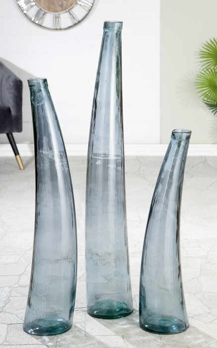 Vaza Corno, sticla, albastru, 80x20 cm