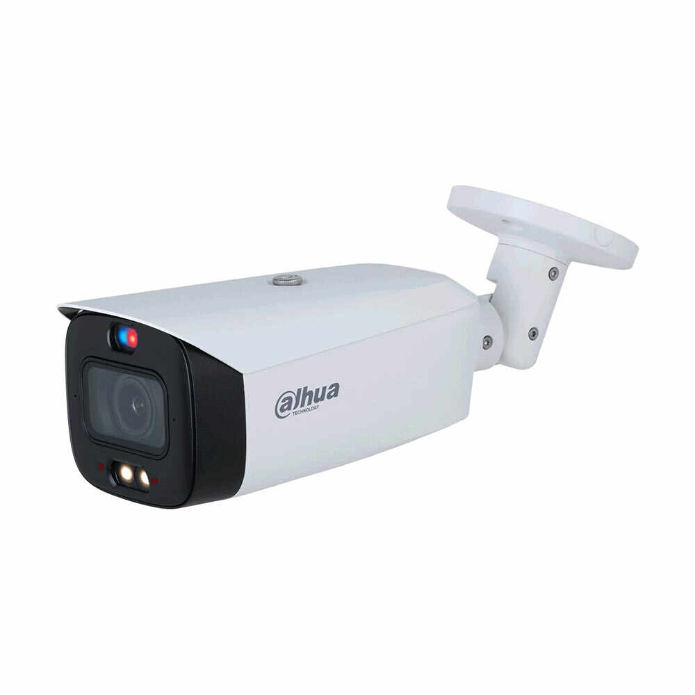 Camera supraveghere exterior IP cu iluminare duala Dahua WizSense TiOC Active Deterrence IPC-HFW3849T1-ZAS-PV-27135, 8 MP, lumina alba 40 m, IR 50 m, 2.7-13.5 mm, motorizat, slot card, PoE, microfon