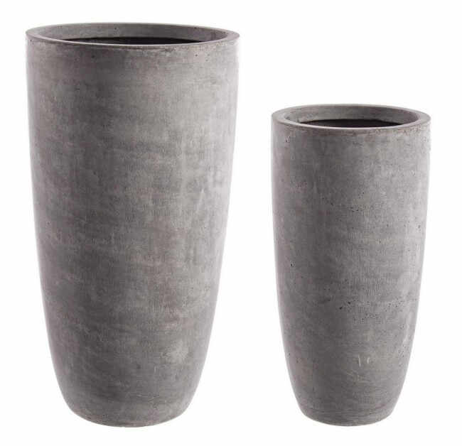 Set 2 ghivece Cement, Fibra de sticla, Gri inchis, 32 42x32 42x62 78 cm