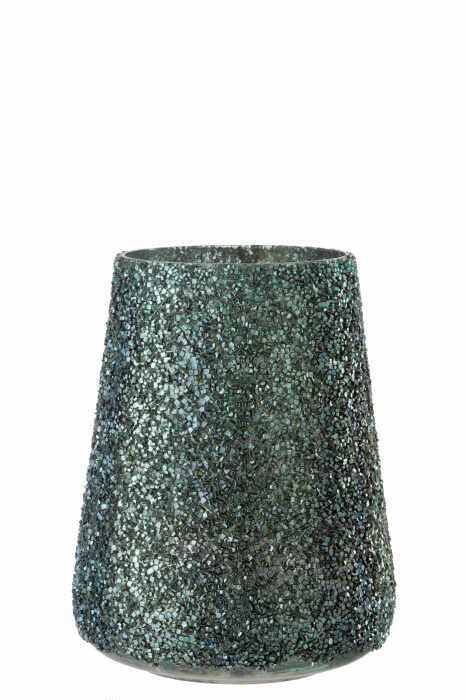 Suport lumanari, Sticla, Verde, 17x17x23 cm