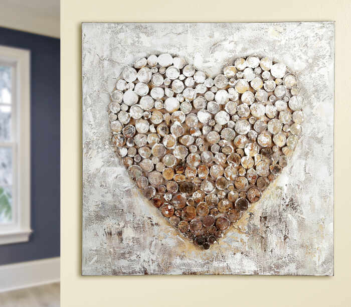 Tablou HEART, panza, 80x80x3.5 cm