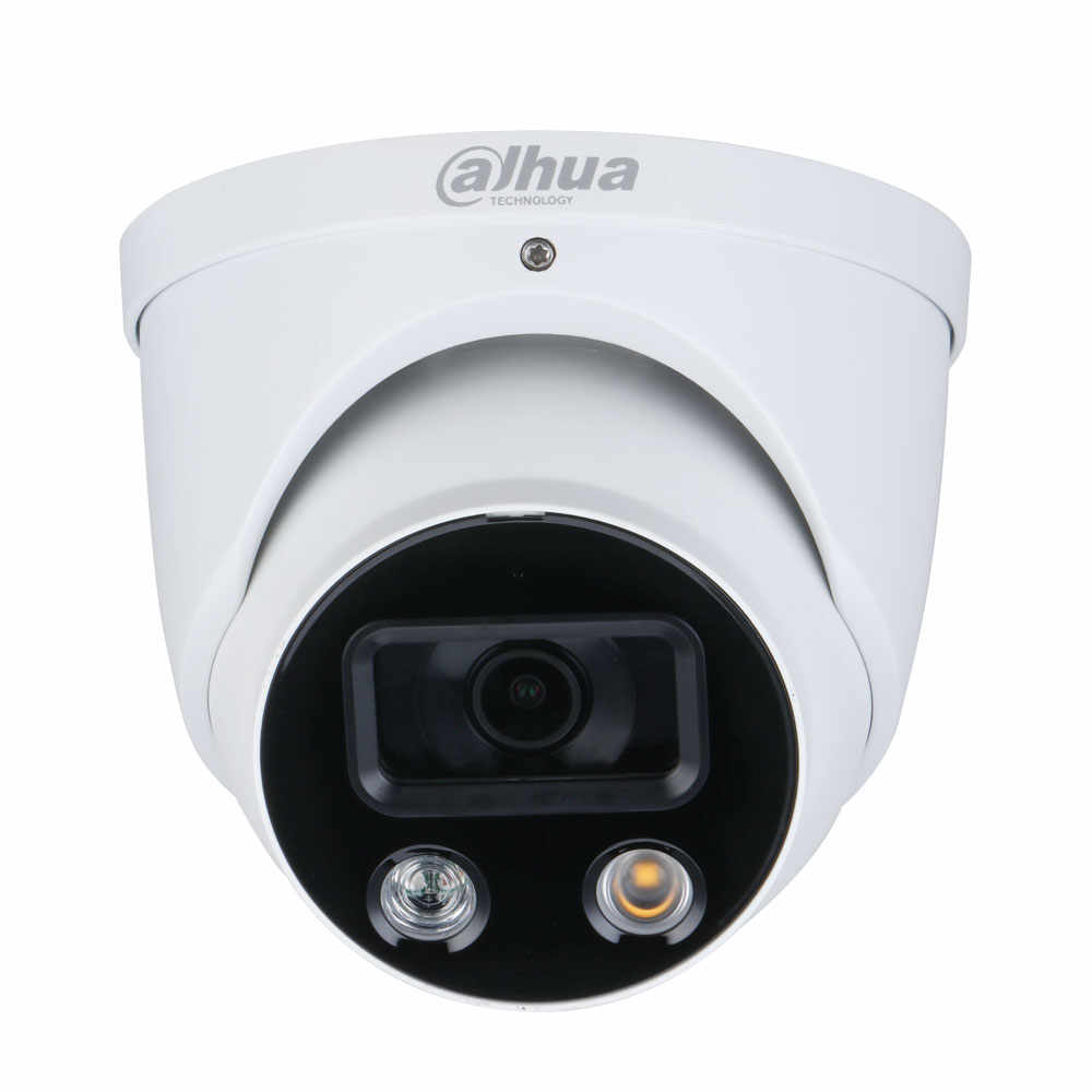 Camera supraveghere IP Dome Dahua Full Color Iluminare Dubla Active Deterrence TiOC WizSense IPC-HDW3549H-AS-PV-0280B-S3, 5 MP, lumina alba/IR 30 m, 2.8 mm, slot card, microfon